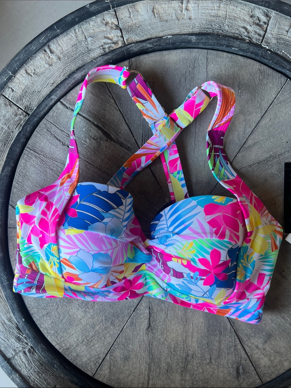 California Waves Multi-Color Floral Underwire Bikini Top